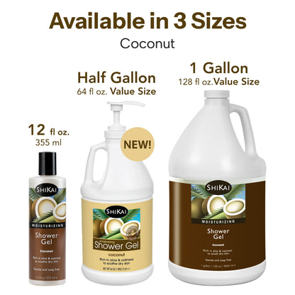 ShiKai Daily Moisturizing Shower Gel Coconut 64 oz | Gentle Soap-Free Body Wash with Aloe Vera & Oatmeal