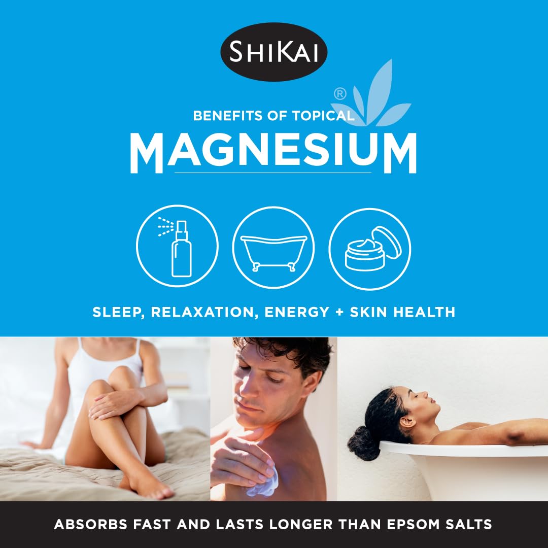 ShiKai Magnesium Bath Flakes with Melatonin (32 oz) – Fragrance-Free Sleep & Muscle Relief
