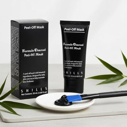 SHILLS Charcoal Mask for Men — Peel-Off Bamboo Charcoal Mask + Brush Set (1.69 fl oz)