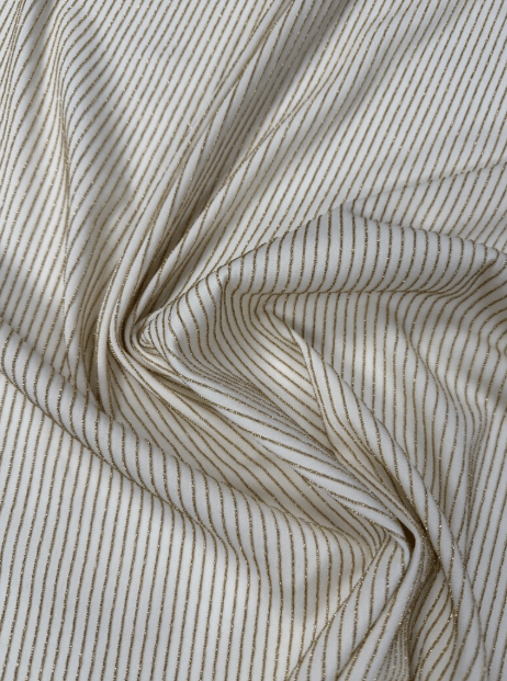 Shimmer Ottoman in Soft Gold Striped Stretch Fabric