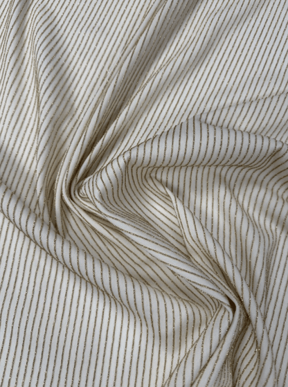 Shimmer Ottoman in Soft Gold Striped Stretch Fabric