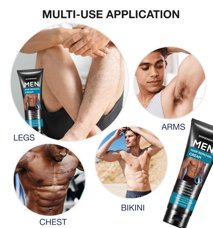 ShineMore Intimate Hair Removal Cream for Men | Pain-Free Depilatory Cream for Arms, Legs, Chest & Pubic Area - 4.2 oz