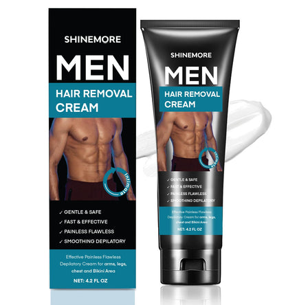 ShineMore Intimate Hair Removal Cream for Men | Pain-Free Depilatory Cream for Arms, Legs, Chest & Pubic Area - 4.2 oz