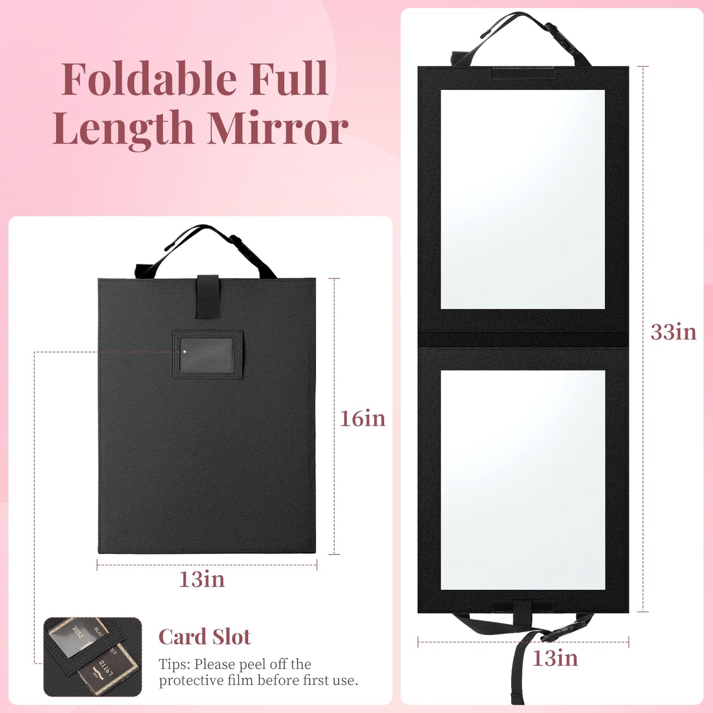 Shinowa Foldable Full-Length Mirror for Dancers – 33x13 in, HD Acrylic, Travel