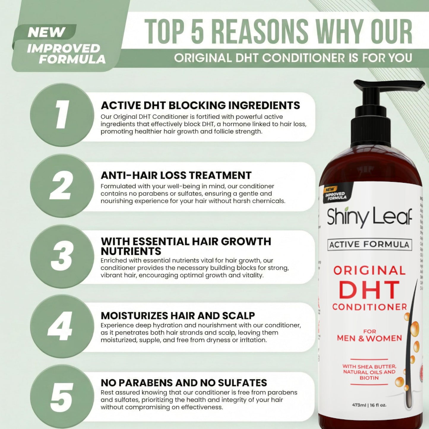 Shiny Leaf DHT Blocker Conditioner with Rosemary Leaf Oil – Paraben & Sulfate Free | 16 oz