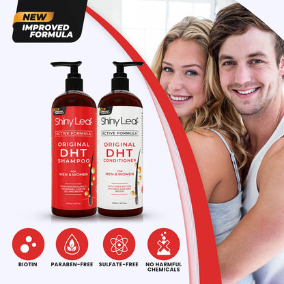 Shiny Leaf DHT Blocker Shampoo & Conditioner for Hair Loss – Biotin, Rosemary Leaf Oil, Asparagus Extracts