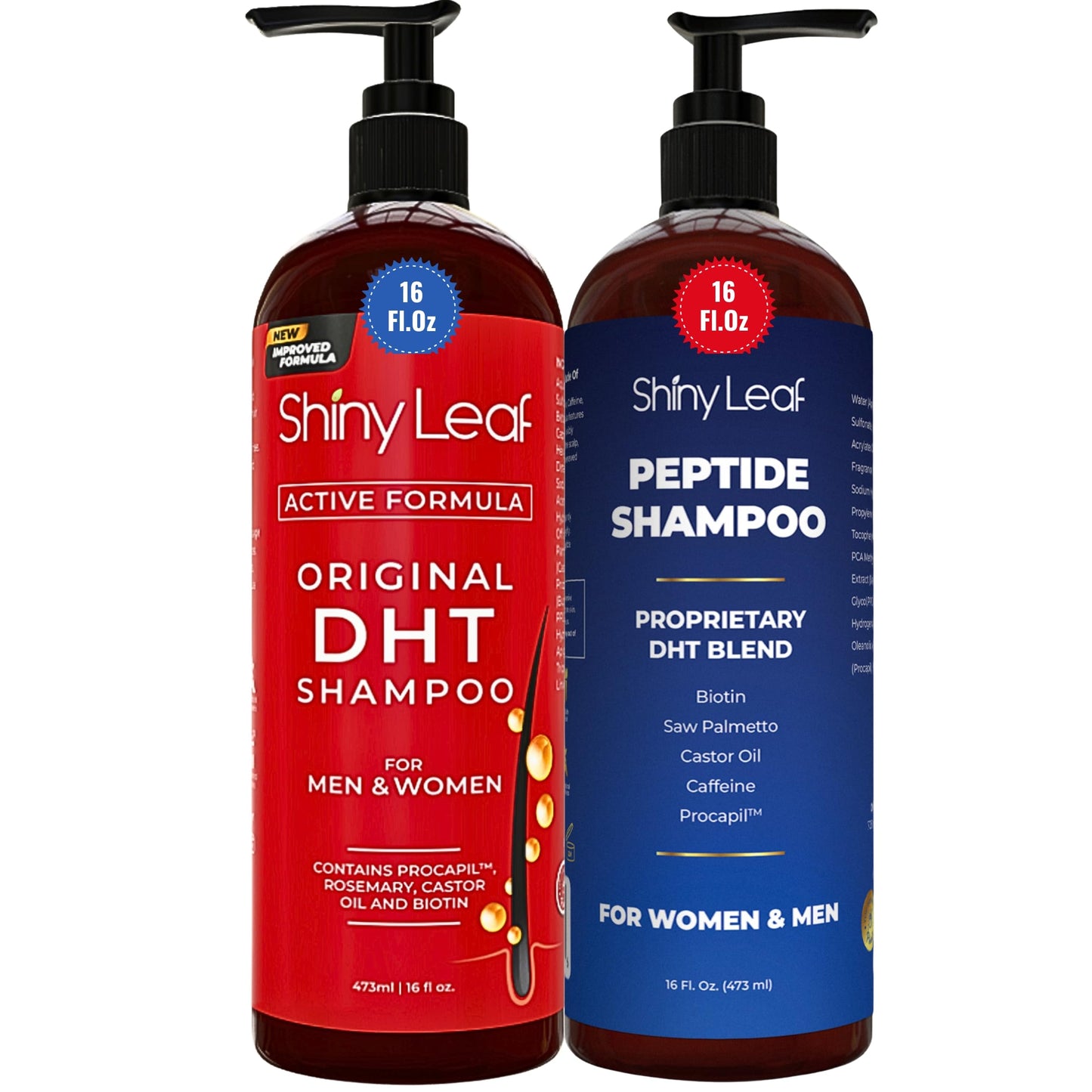 Shiny Leaf Hair Growth Bundle (2 Pack) – DHT Blocker & Peptide Shampoo Set