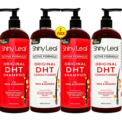 Shiny Leaf DHT Blocker Shampoo & Conditioner for Hair Loss – Biotin, Rosemary Leaf Oil, Asparagus Extracts
