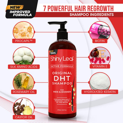 Shiny Leaf DHT Blocking Shampoo for Hair Growth – 2 Pack | Natural Formula for Thinning Hair