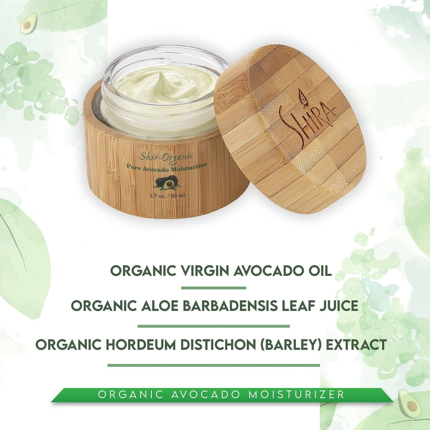Shira Shir-Organic Avocado Moisturizer – 24h Hydration with Vitamins A, B, D & E (Pack of 2, 50 ml each)