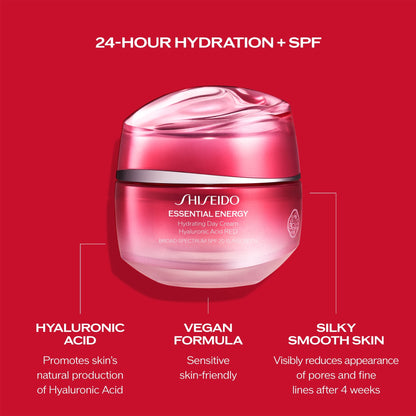 Shiseido Essential Energy Hydrating Day Cream SPF 20 – Reduces Pores & Fine Lines (50 mL)