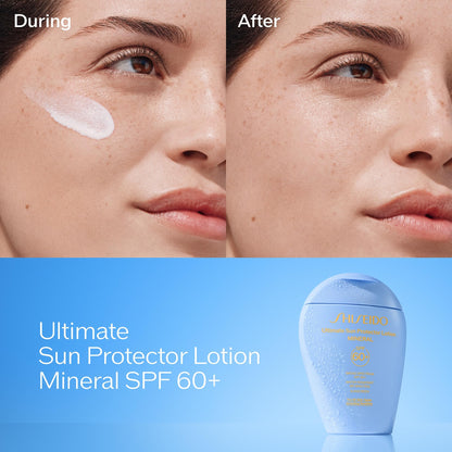 Shiseido Ultimate Sun Protector Lotion Mineral SPF 60+ – Fragrance-Free, Broad-Spectrum Sun Protection