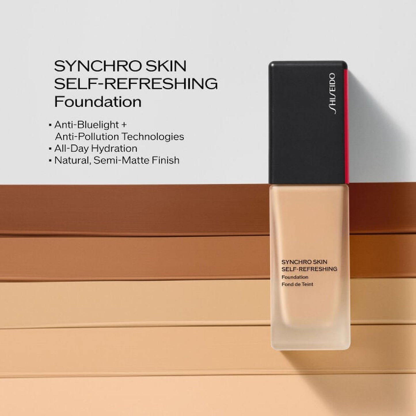Shiseido Synchro Skin Self-Refreshing Foundation SPF 30 in Topaz 460 – Medium-to-Full Coverage, Natural Finish, 30 mL