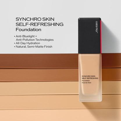 Shiseido Synchro Skin Self-Refreshing Foundation SPF 30 in Topaz 460 – Medium-to-Full Coverage, Natural Finish, 30 mL
