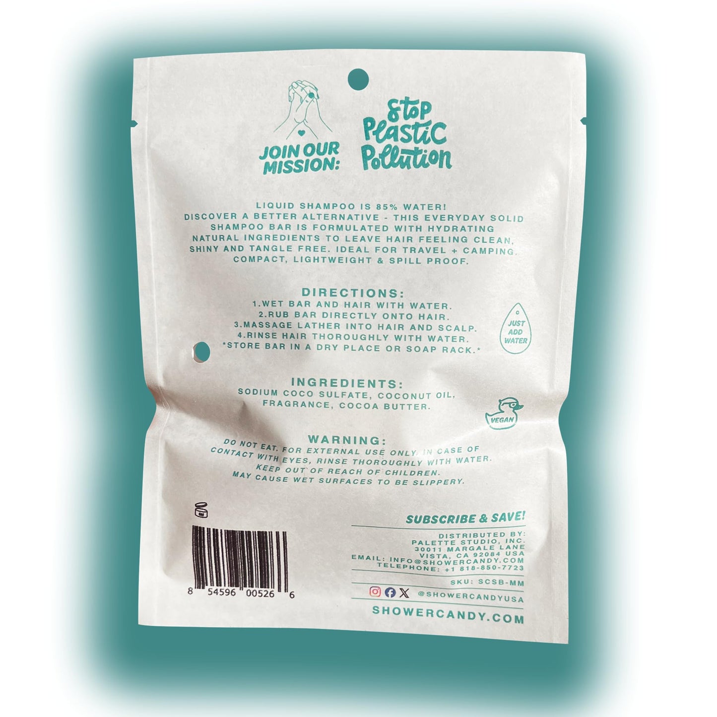 Shower Candy Moroccan Mint Shampoo Bar — Paraben, Phthalate & SLS Free, Made in USA
