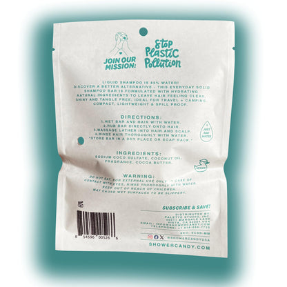 Shower Candy Moroccan Mint Shampoo Bar — Paraben, Phthalate & SLS Free, Made in USA