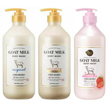 SHOWERMATE Goat Milk Body Wash Strawberry – 27 fl oz / 800 ml, 1 Pack