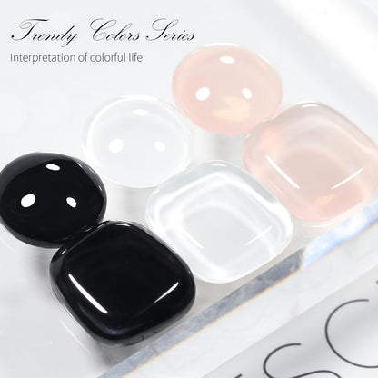 SHOYUM 3Pcs 15ml Gel Nail Polish Kit – Jelly Nude, Black & White for DIY Manicure