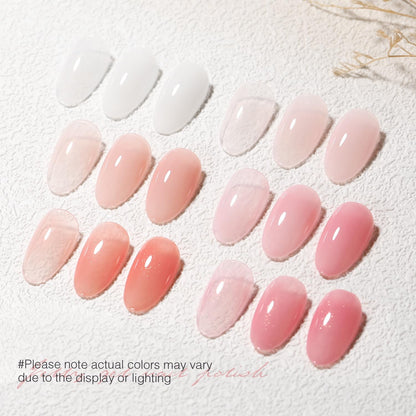SHOYUM Jelly Gel Nail Polish Set (6x7ml) Nude Pink – Transparent Milky Pink Gel for Nails