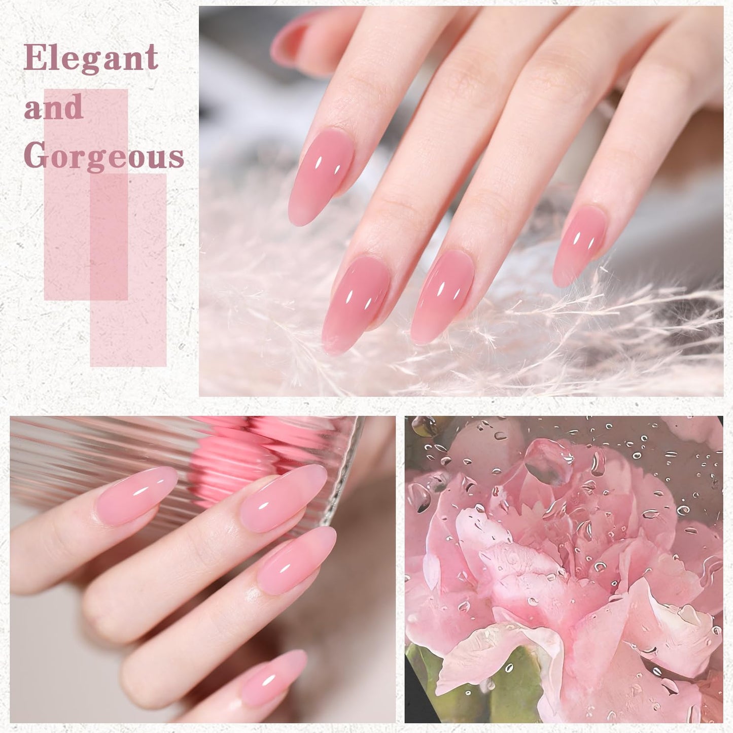 SHOYUM Jelly Nude Gel Nail Polish Set – 10×7ml Semi-Transparent Nude Shades
