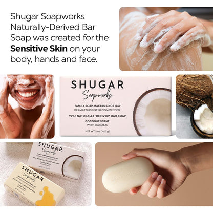 Shugar Soapworks Oatmeal & Coconut Beauty Bar 8-Pack | Plant-Based, Sulfate & Paraben Free