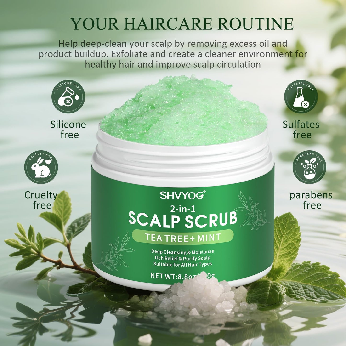 SHVYOG Scalp Scrub – Tea Tree & Coconut Oil Exfoliator for Itchy Scalp & Flakes