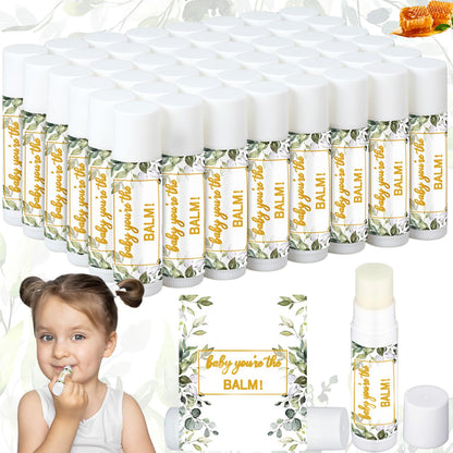 Siifert 50 Pack Greenery Baby Shower Lip Balm Favors – Bulk Lip Balm Gifts for Guests