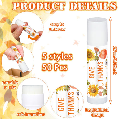 Siifert 50 Pcs Lip Balms Bulk Favors – Honey Flavor for Thanksgiving & Christmas