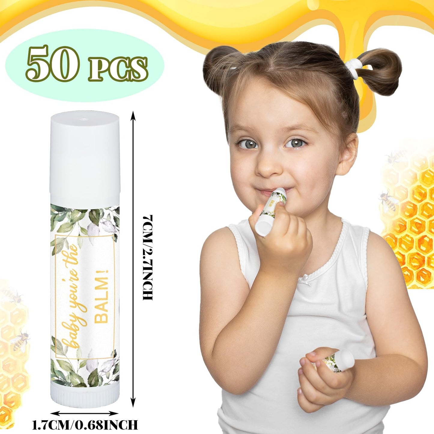 Siifert 50 Pack Greenery Baby Shower Lip Balm Favors – Bulk Lip Balm Gifts for Guests