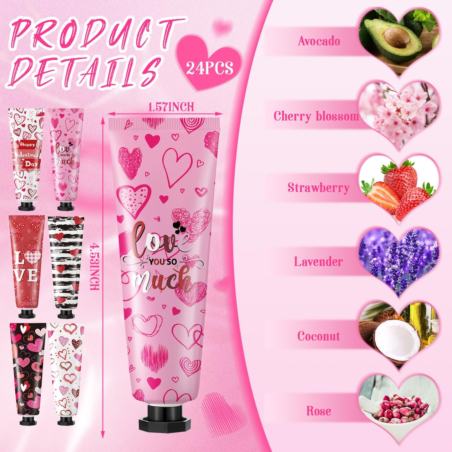 Siifert 24-Pcs Valentine Hand Cream Gift Set – 30ml Travel-Size Moisturizers