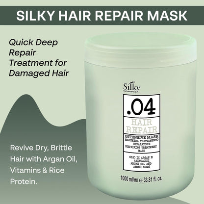 SILKY Technobasic .04 Intensive Hair Repair Mask — Deep Conditioning with Argan Oil, Amino Acids & Rice Protein | 33.8oz