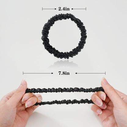 Silmer Silk Scrunchies – 100% Mulberry Silk, 22 Momme, 5-Pack (Black) | Hair Ties
