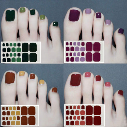SILPECWEE 20 Sheets Adhesive Toe Nail Polish Stickers – Full Wraps, Solid Color, Includes Nail File