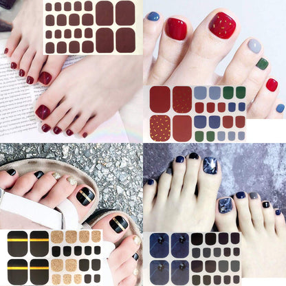 SILPECWEE 20 Sheets Adhesive Toe Nail Polish Stickers – Full Wraps, Solid Color, Includes Nail File