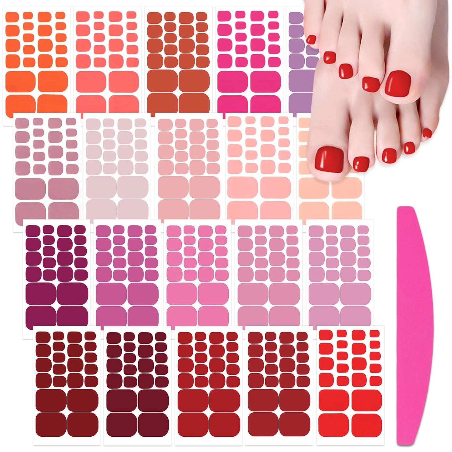 SILPECWEE Toe Nail Stickers – 20 Sheets, 11 Sizes, Self-Adhesive Gel Strips