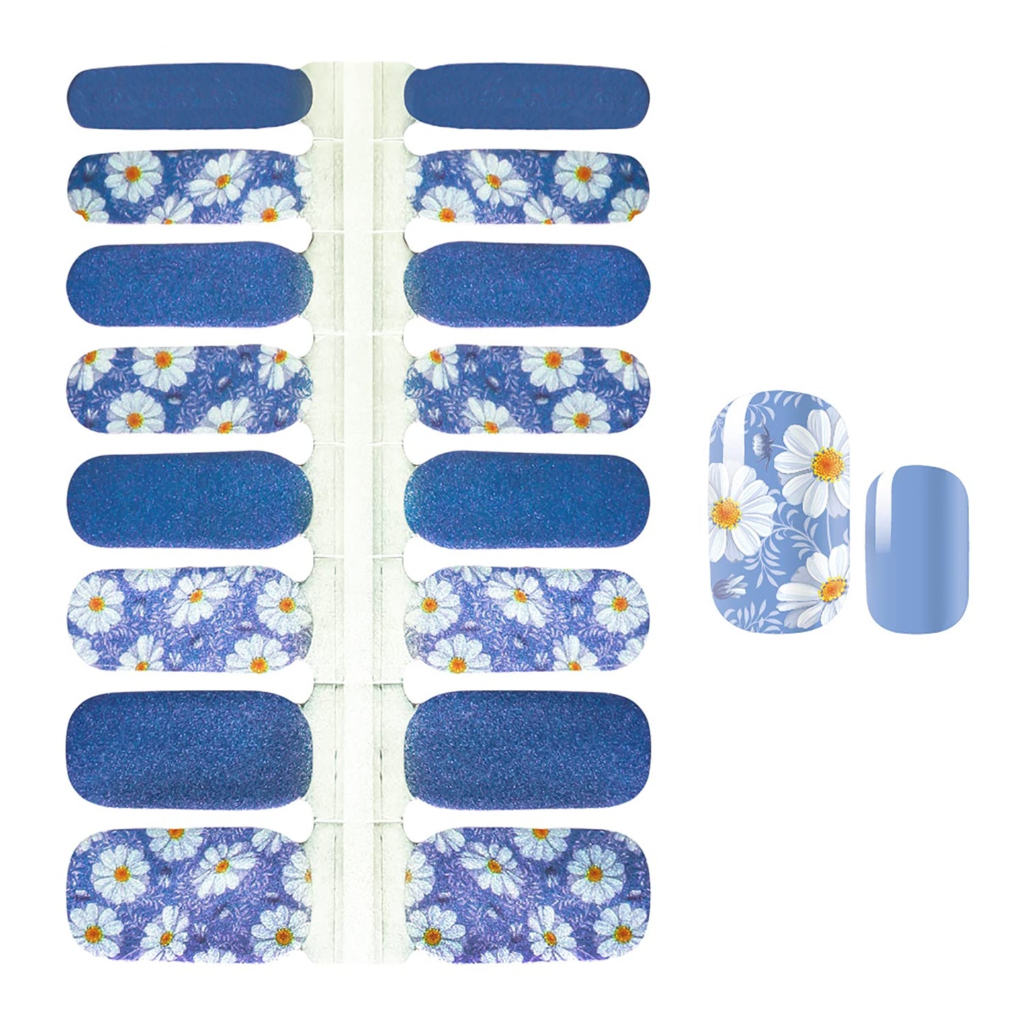 SILPECWEE 5 Sheets Flower Nail Strips – Self-Adhesive Full Nail Wraps with File