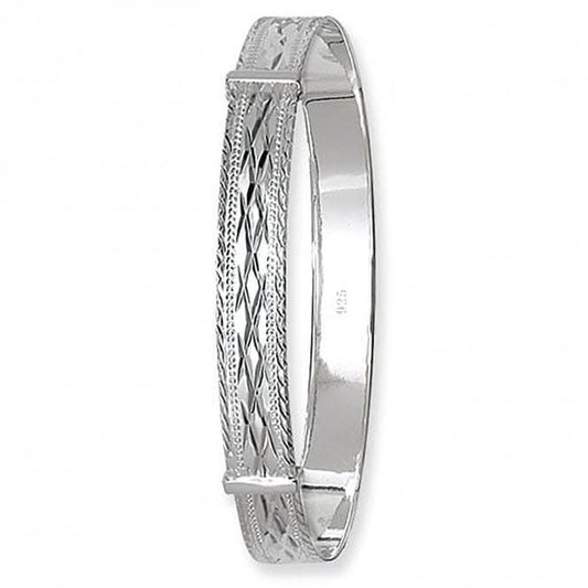 Acotis Silver Bangle Round Dia Cut Expandable G4106