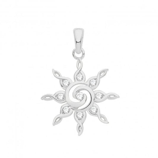 Acotis Silver Pendant Set Rhodium Zirconia Twril Star G61082