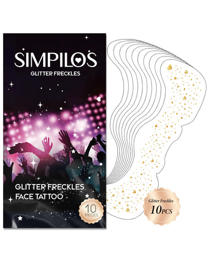 Simpilos Glitter Freckles Gold Hearted – Waterproof Body & Face Glitter Patches for Festivals & Raves