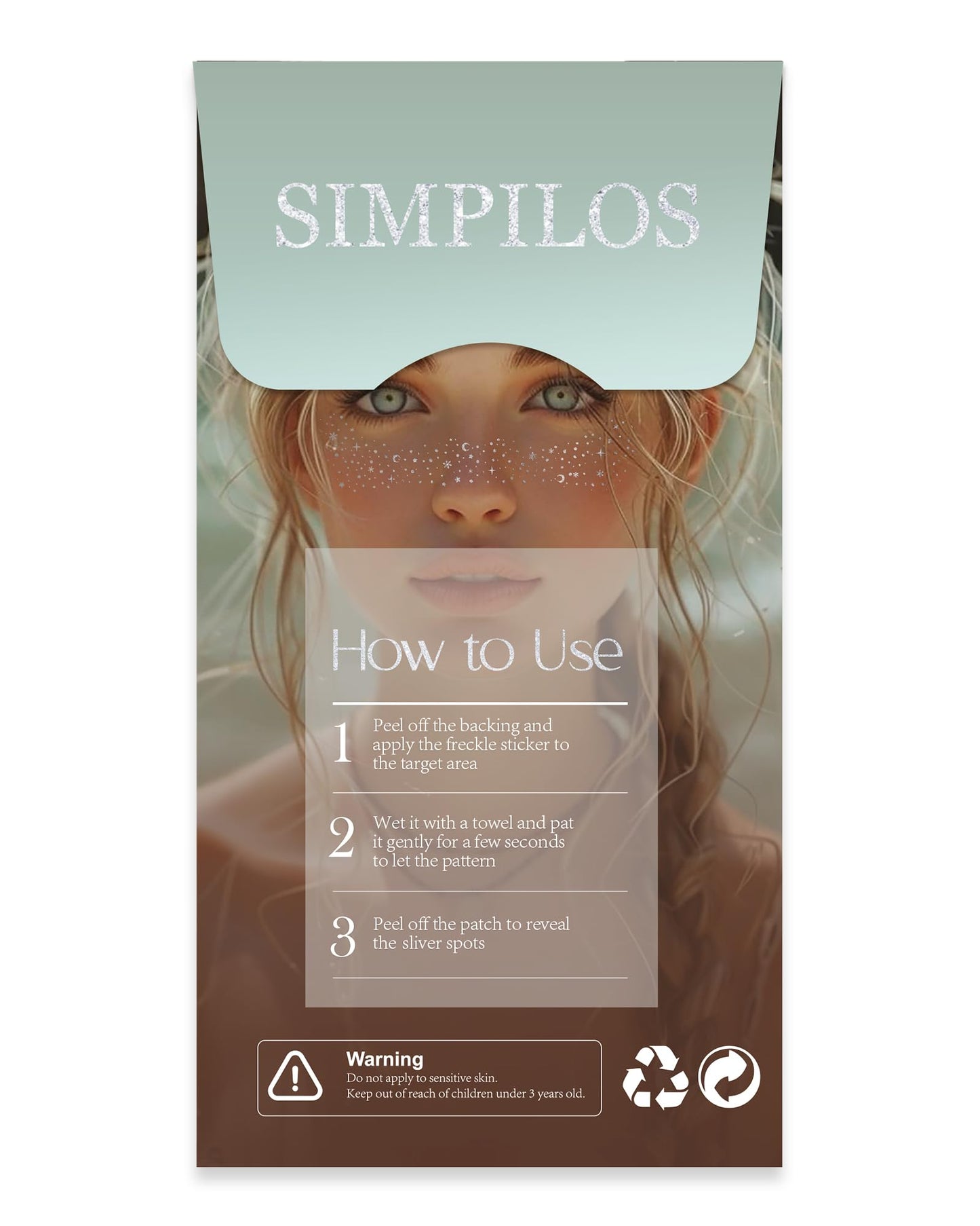 Simpilos Face Glitter Patches – Silver Freckles for Festivals, Concerts & Parties (8 Counts)