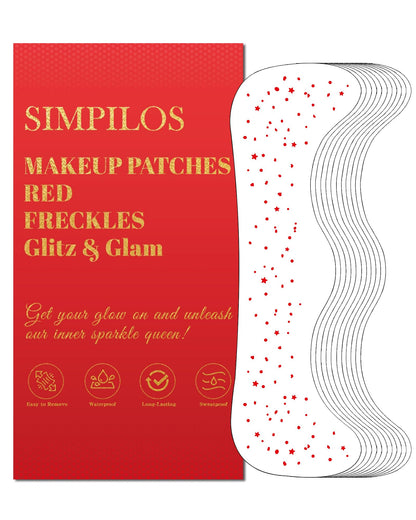 Simpilos Red Glitter Freckles – Waterproof Face Glitter Patches, Long-Lasting Sparkle (8 Sheets)