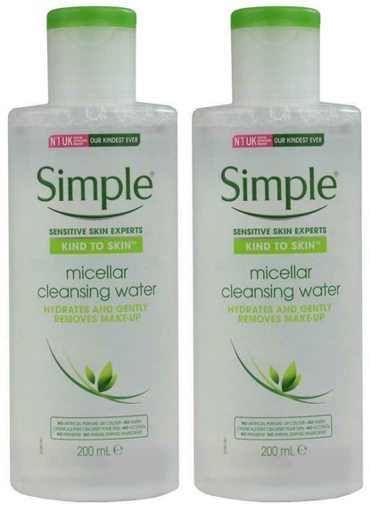 Simple Micellar Cleansing Water, 6.7 oz, 2-Pack – Gentle Makeup Removal & Hydration