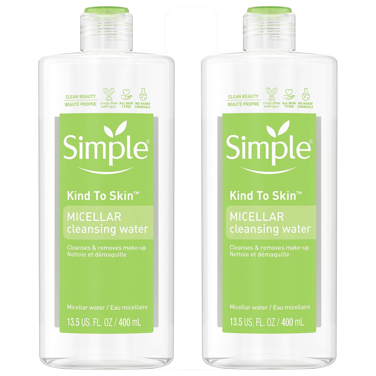 Simple Micellar Cleansing Water 13.5 Fl Oz (Pack of 2) – Gentle, Hydrating Cleanser