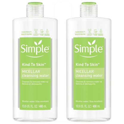 Simple Micellar Cleansing Water 13.5 Fl Oz (Pack of 2) – Gentle, Hydrating Cleanser