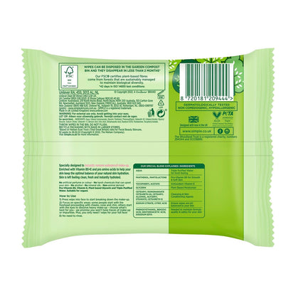 Simple Sensitive Skin Experts Cleansing Wipes & Waterproof Mascara Remover – Even Softer, 25 Count (4 Pack)