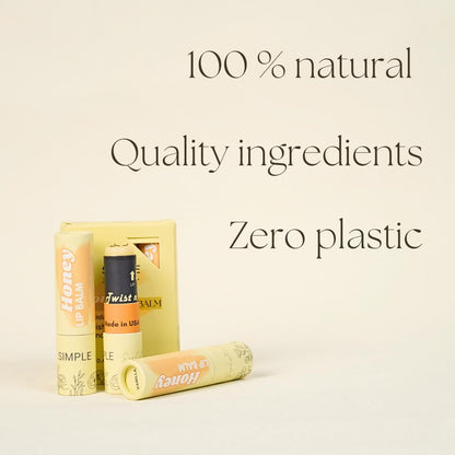 Natural Honey Lip Balm – 3 Pack by Simple Sophistication | Grassfed Tallow, Raw Honey & Argan Oil, Untinted