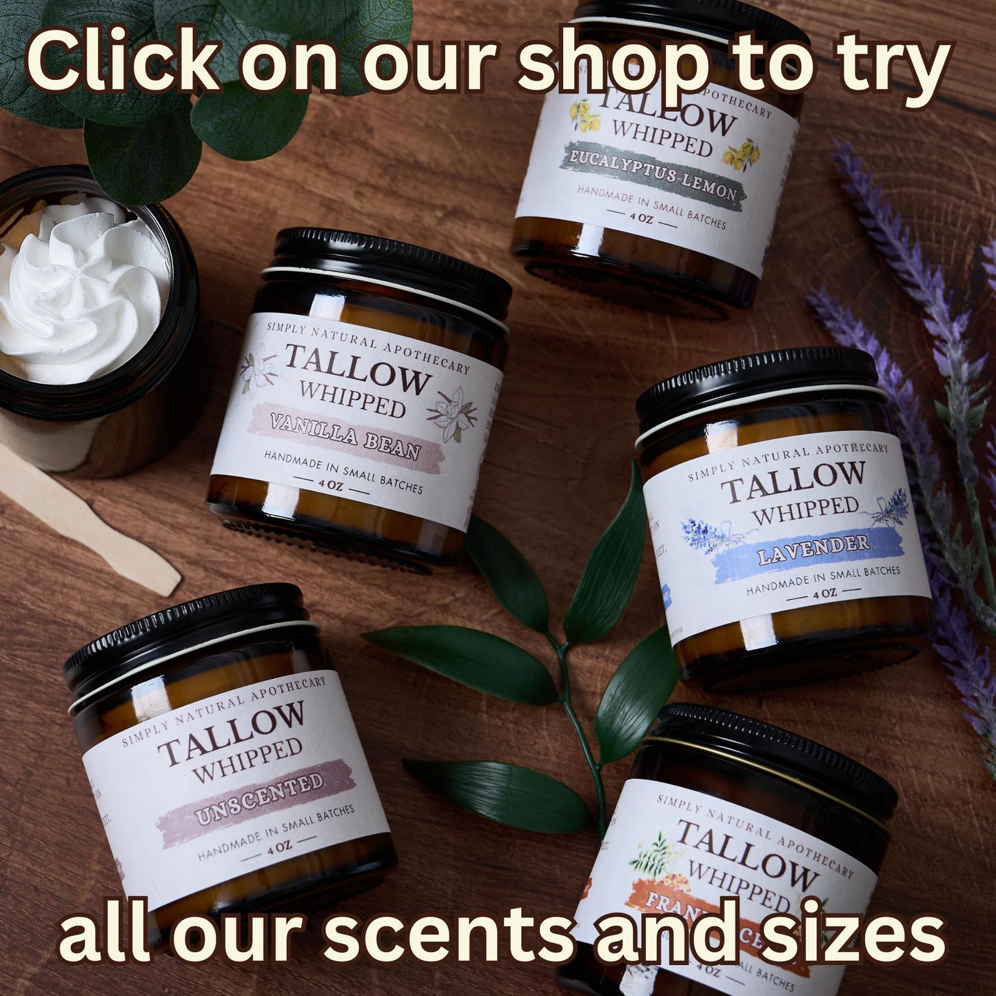 Beef Tallow Skin Care by Simply Natural Apothecary — Whipped Organic Moisturizer 2 oz Jar