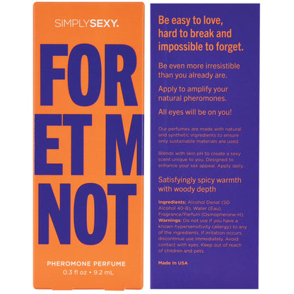 SIMPLY SEXY Forget Me Not Pheromone Perfume – Warm Spiced Woody Fragrance for Women – 0.3 fl oz Travel Size