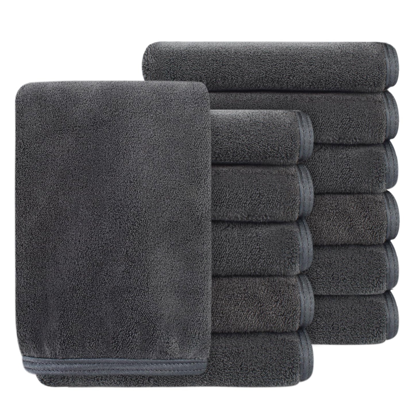 SINLAND Absorbent Coral Velvet Washcloths – Ultra-Soft Microfiber Face Towels, 12x12 in, 7-Pack