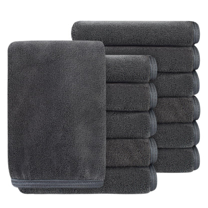 SINLAND Absorbent Coral Velvet Washcloths – Ultra-Soft Microfiber Face Towels, 12x12 in, 7-Pack